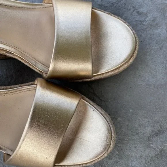 Nordstrom Vince Camuto Marybell Leather Wedge Sandals in Gold - Picture 7 of 11